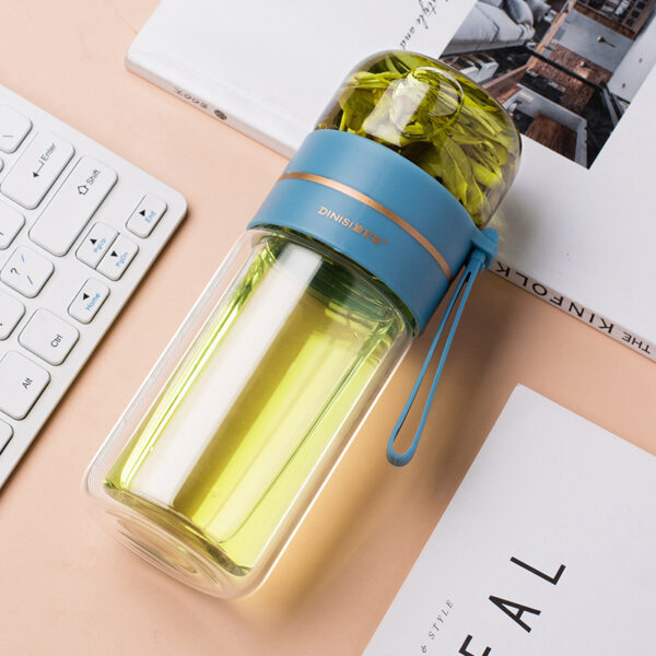 Glass Water Bottle With Tea Infuser Filter Tea Separation Double Wall Glass Bottle Leakproof Water Bottle - Image 9